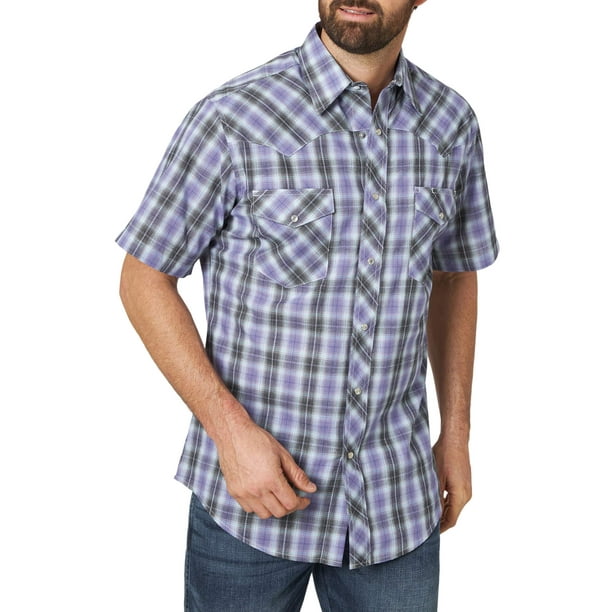 Coolred-Men Solid Business Western Shirt Regular Fit Short-Sleeve Work Shirt 